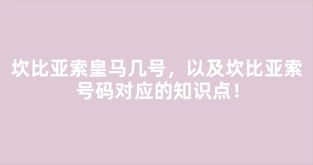 坎比亚索皇马几号，以及坎比亚索号码对应的知识点！