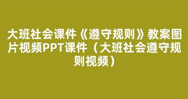 大班社会课件《遵守规则》教案图片视频PPT课件（大班社会遵守规则视频）