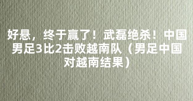 好悬，终于赢了！武磊绝杀！中国男足3比2击败越南队（男足中国对越南结果）