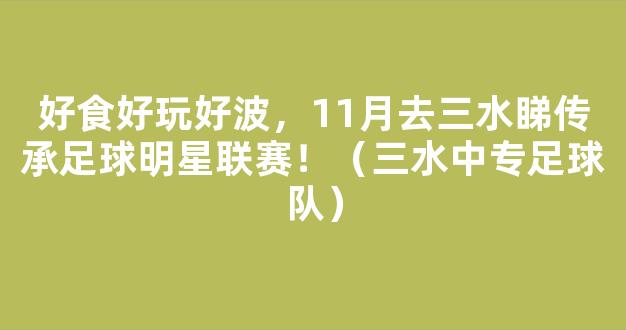 好食好玩好波，11月去三水睇传承足球明星联赛！（三水中专足球队）