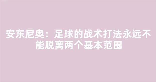 安东尼奥：足球的战术打法永远不能脱离两个基本范围