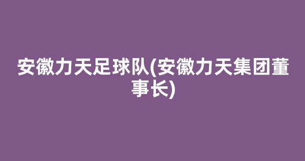 安徽力天足球队(安徽力天集团董事长)