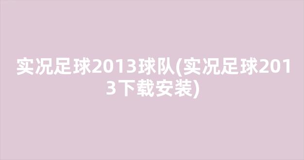 实况足球2013球队(实况足球2013下载安装)