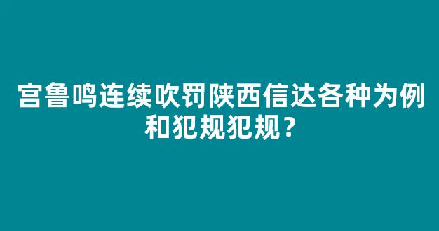 宫鲁鸣连续吹罚陕西信达各种为例和犯规犯规？