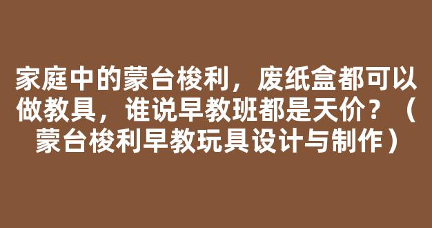 家庭中的蒙台梭利，废纸盒都可以做教具，谁说早教班都是天价？（蒙台梭利早教玩具设计与制作）