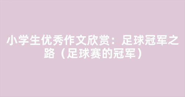 小学生优秀作文欣赏：足球冠军之路（足球赛的冠军）