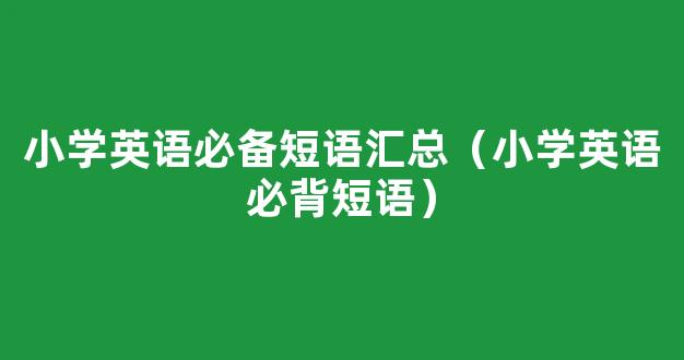 小学英语必备短语汇总（小学英语必背短语）