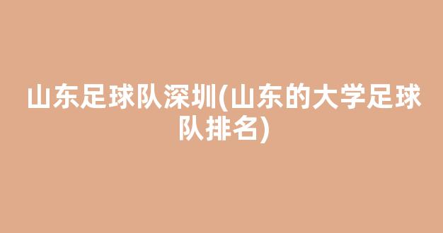 山东足球队深圳(山东的大学足球队排名)