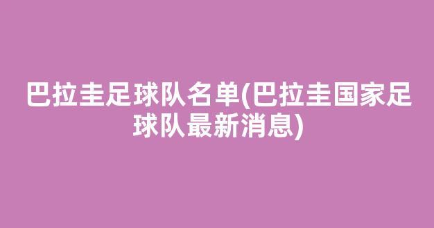 巴拉圭足球队名单(巴拉圭国家足球队最新消息)