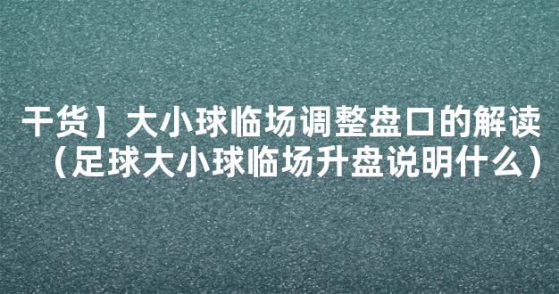 干货】大小球临场调整盘口的解读（足球大小球临场升盘说明什么）