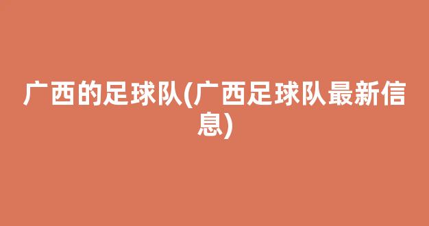 广西的足球队(广西足球队最新信息)