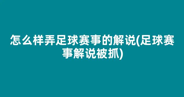 怎么样弄足球赛事的解说(足球赛事解说被抓)