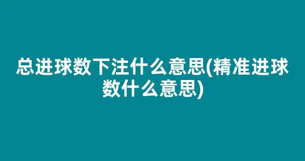 总进球数下注什么意思(精准进球数什么意思)