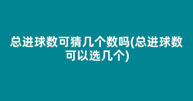 总进球数可猜几个数吗(总进球数可以选几个)