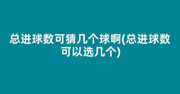 总进球数可猜几个球啊(总进球数可以选几个)