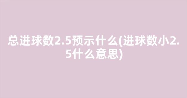 总进球数2.5预示什么(进球数小2.5什么意思)