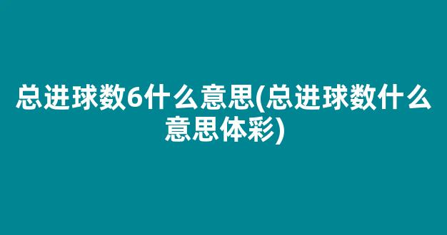 总进球数6什么意思(总进球数什么意思体彩)