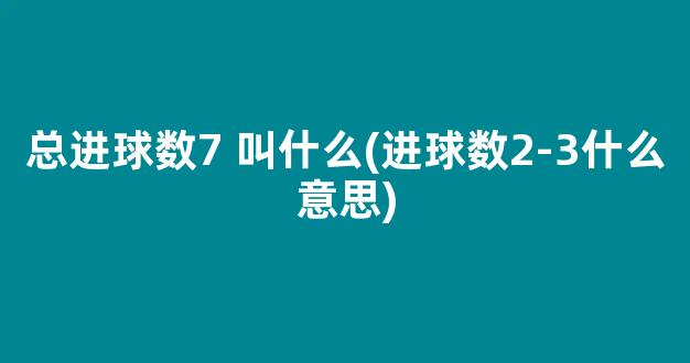 总进球数7 叫什么(进球数2-3什么意思)