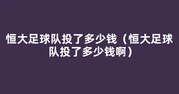 恒大足球队投了多少钱（恒大足球队投了多少钱啊）