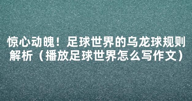 惊心动魄！足球世界的乌龙球规则解析（播放足球世界怎么写作文）