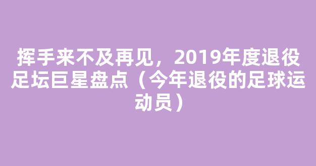 挥手来不及再见，2019年度退役足坛巨星盘点（今年退役的足球运动员）