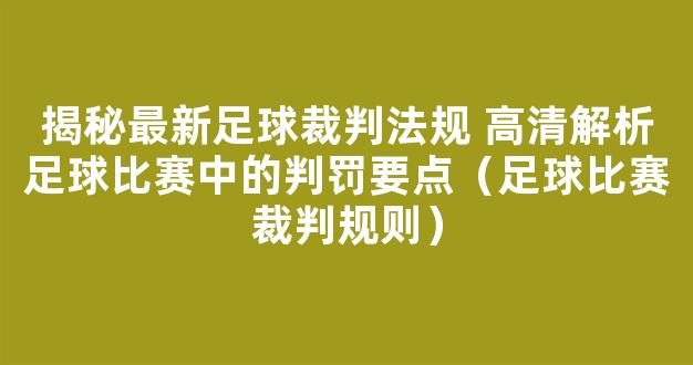 揭秘最新足球裁判法规 高清解析足球比赛中的判罚要点（足球比赛裁判规则）