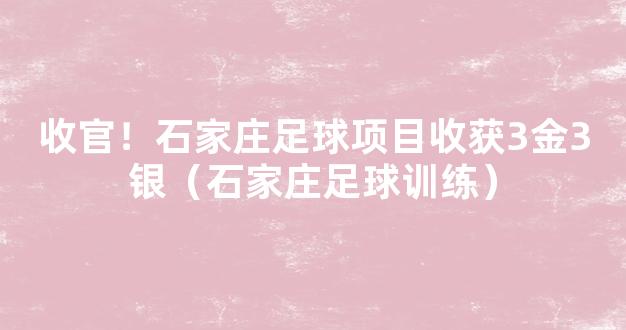 收官！石家庄足球项目收获3金3银（石家庄足球训练）