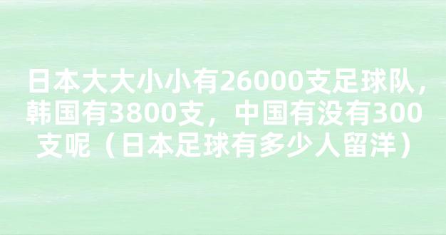 日本大大小小有26000支足球队，韩国有3800支，中国有没有300支呢（日本足球有多少人留洋）