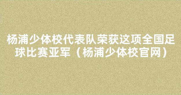 杨浦少体校代表队荣获这项全国足球比赛亚军（杨浦少体校官网）