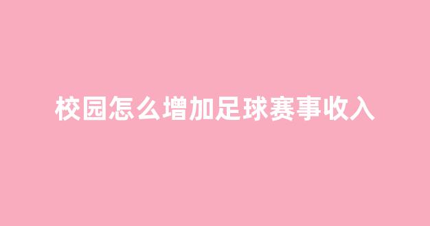 校园怎么增加足球赛事收入