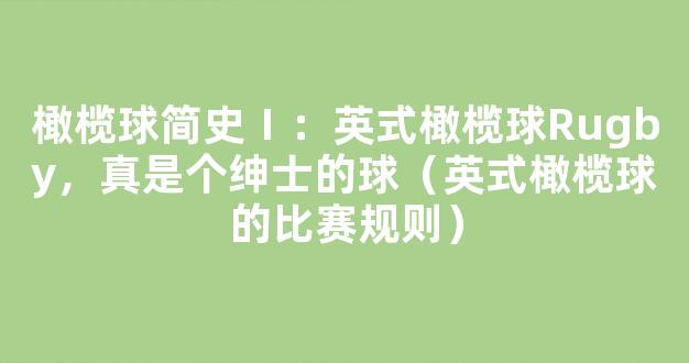 橄榄球简史Ⅰ：英式橄榄球Rugby，真是个绅士的球（英式橄榄球的比赛规则）