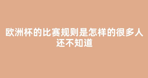 欧洲杯的比赛规则是怎样的很多人还不知道