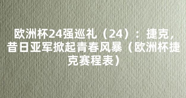 欧洲杯24强巡礼（24）：捷克，昔日亚军掀起青春风暴（欧洲杯捷克赛程表）