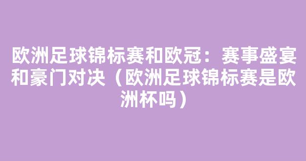 欧洲足球锦标赛和欧冠：赛事盛宴和豪门对决（欧洲足球锦标赛是欧洲杯吗）