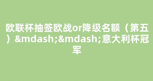 欧联杯抽签欧战or降级名额（第五）——意大利杯冠军