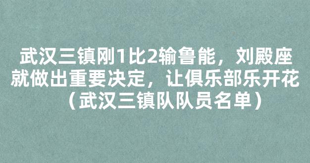 武汉三镇刚1比2输鲁能，刘殿座就做出重要决定，让俱乐部乐开花（武汉三镇队队员名单）