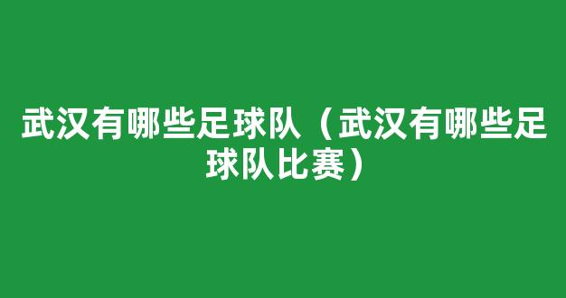 武汉有哪些足球队（武汉有哪些足球队比赛）