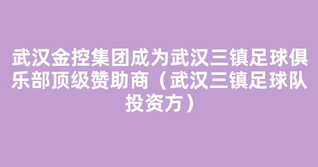 武汉金控集团成为武汉三镇足球俱乐部顶级赞助商（武汉三镇足球队投资方）