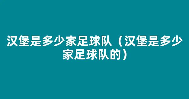 汉堡是多少家足球队（汉堡是多少家足球队的）