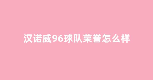 汉诺威96球队荣誉怎么样