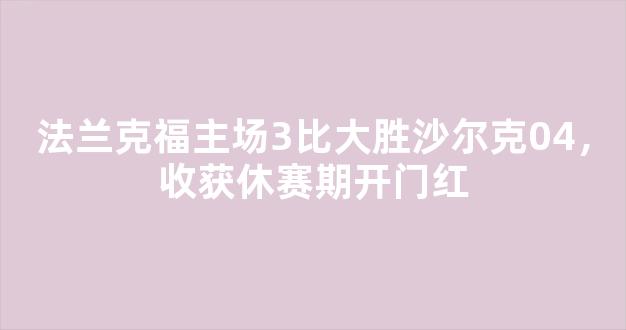 法兰克福主场3比大胜沙尔克04，收获休赛期开门红