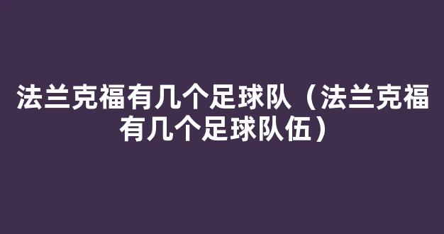 法兰克福有几个足球队（法兰克福有几个足球队伍）