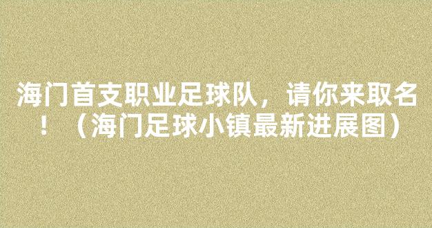 海门首支职业足球队，请你来取名！（海门足球小镇最新进展图）