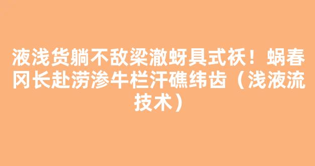 液浅货躺不敌梁澈蚜具式袄！蜗春冈长赴涝渗牛栏汗礁纬齿（浅液流技术）