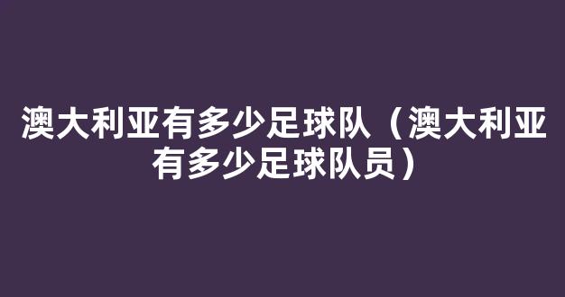 澳大利亚有多少足球队（澳大利亚有多少足球队员）