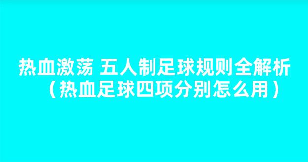 热血激荡 五人制足球规则全解析（热血足球四项分别怎么用）