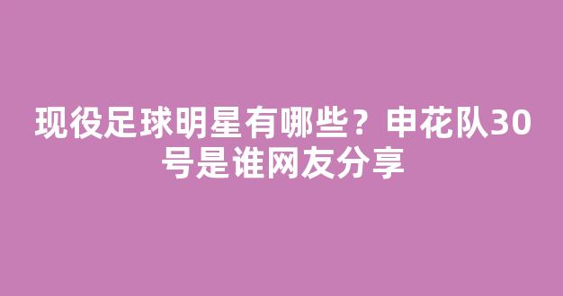 现役足球明星有哪些？申花队30号是谁网友分享