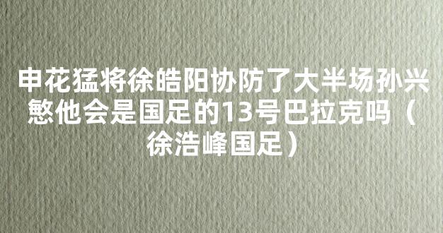 申花猛将徐皓阳协防了大半场孙兴慜他会是国足的13号巴拉克吗（徐浩峰国足）