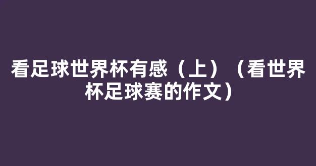 看足球世界杯有感（上）（看世界杯足球赛的作文）