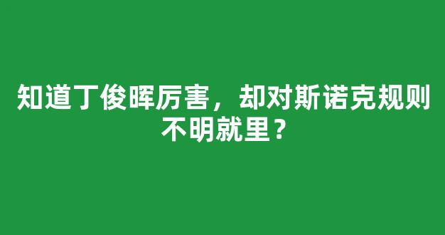 知道丁俊晖厉害，却对斯诺克规则不明就里？